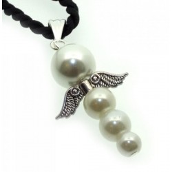 Guardian Angel White Glass Pearl Pendant